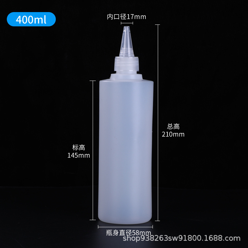 Botella de punta translúcida 10 500ml extrusible con botella de goteo de escala botella de plástico PE botella de tinta botella de pegamento