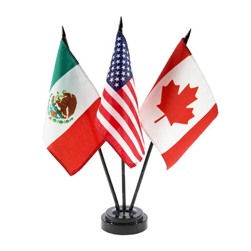 Copa del Mundo de Estados Unidos, México, Canadá, Oficina de Bandera de mano Bandera Sala de Conferencias Bandera pequeña Bandera de plástico Ornamento con base