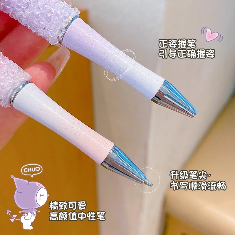 Sanrio cristal flash pencil giratorio negro hermosa chica chica bolígrafo princesa dibujos animados bolígrafo