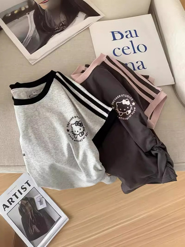 Pure Desire Style Short Student Top, Hot Babe Fitted Summer Short Sleeve T-Shirt for Women, American Design Sense, Ins Inspired