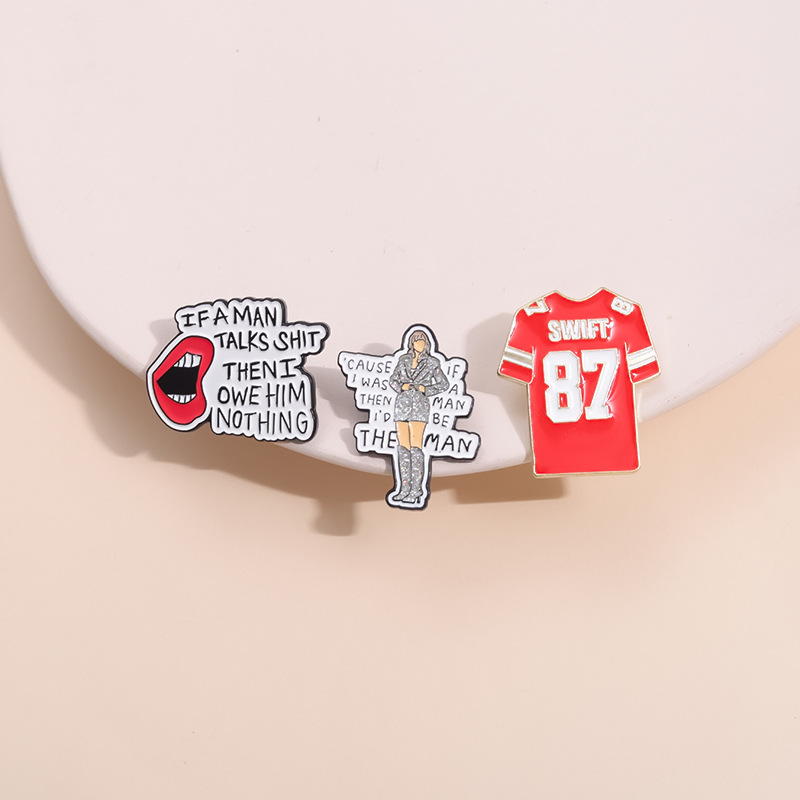 他不欠任何人东西 创意嘴巴球衣87数字音乐角色胸针服装配饰徽章