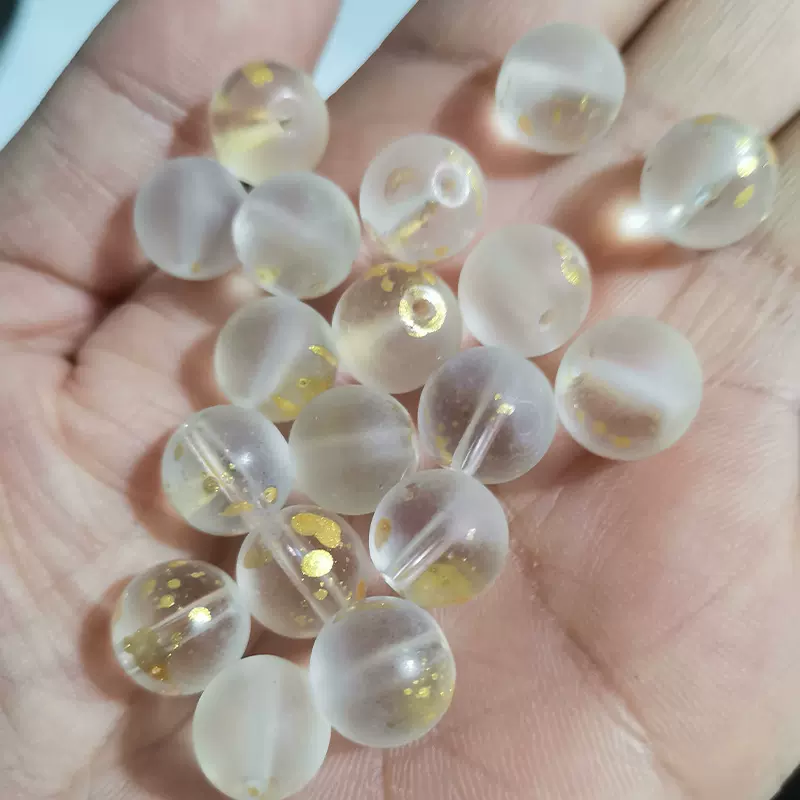 10mm洒金琉璃水晶散珠 DIY手工材料饰品配件编织项链手链串珠