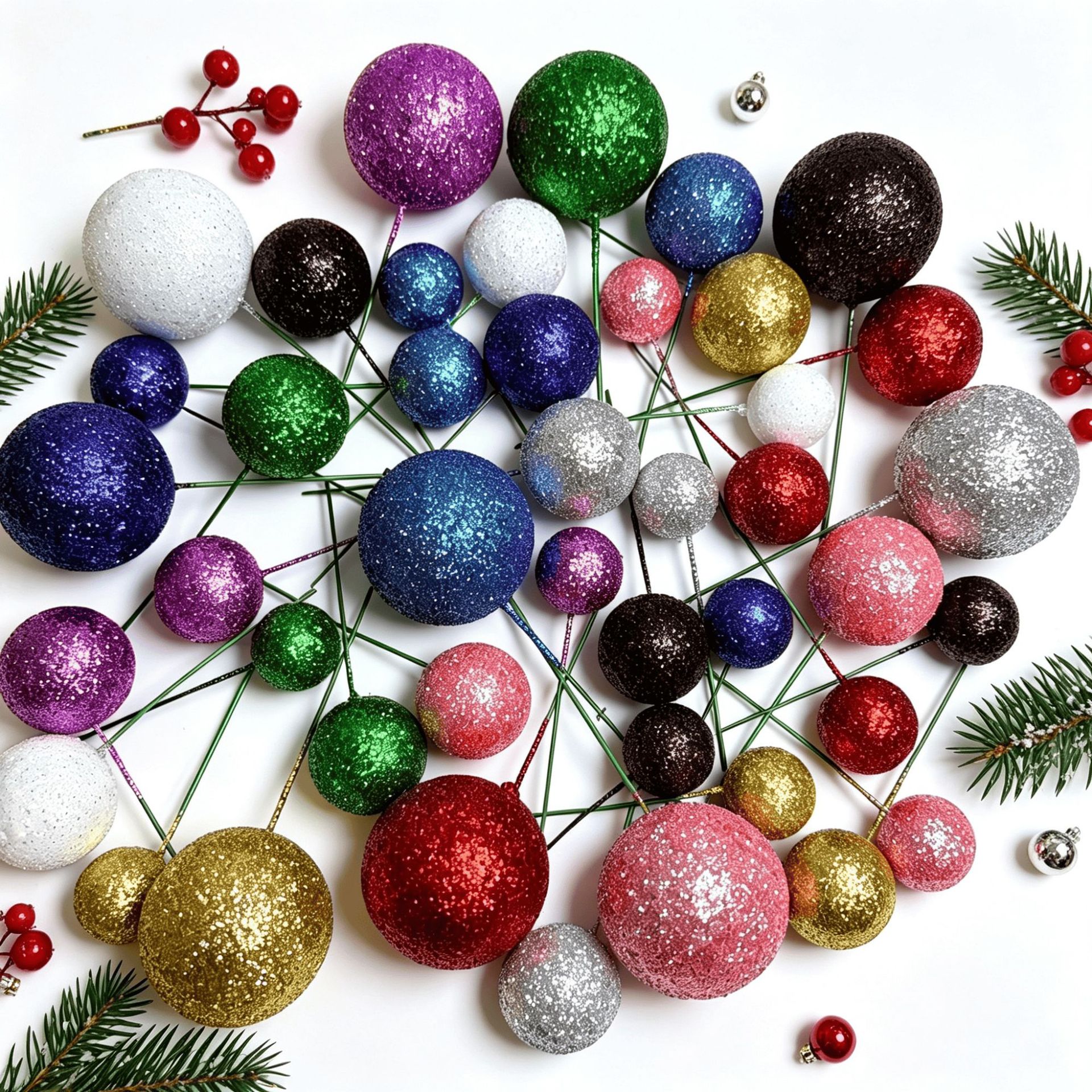 Cross-Border Glitter Balls, Christmas Balls, Foam Balls, Cake Decoration Balls, Birthday Party Baking Dessert Table Cake Inserts