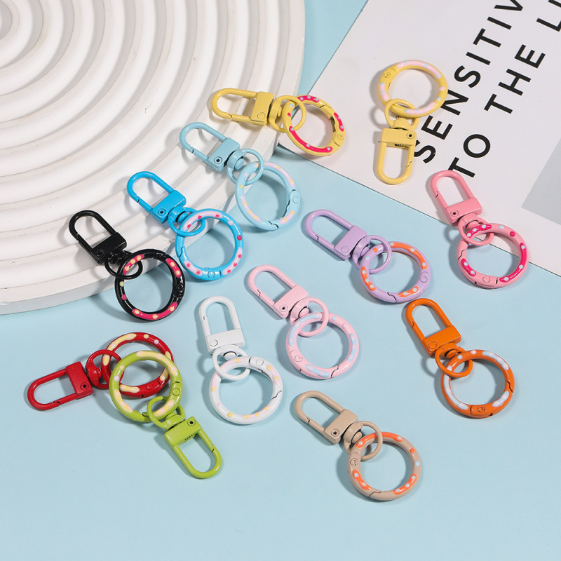 5cm Long Colorful Painted Donut Spring Clasp Rotating Door Clasp Keychain DIY Luggage Hanging Clasp Pendant Wholesale