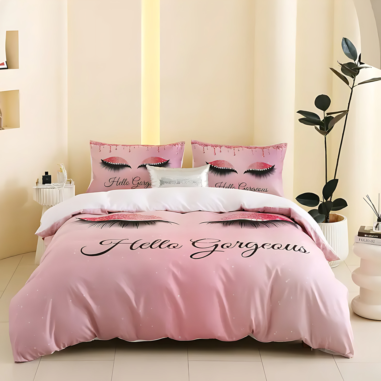 TUME / JIT transfronterizas pestañas largas impresión digital 3D abrasión colchón conjunto de almohada para diseñar