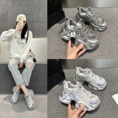 2519-1欧货网面透气水钻老爹鞋女ins潮2025年秋季新款厚底休闲