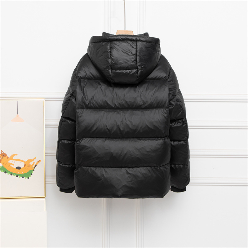 Damenbekleidung Schwarze, goldene und weiße Gänsedaunen-Kurzjacke für Damen 2024 Herbst und Winter Neues Paar warm verdickt hell vielseitig_voghion.com