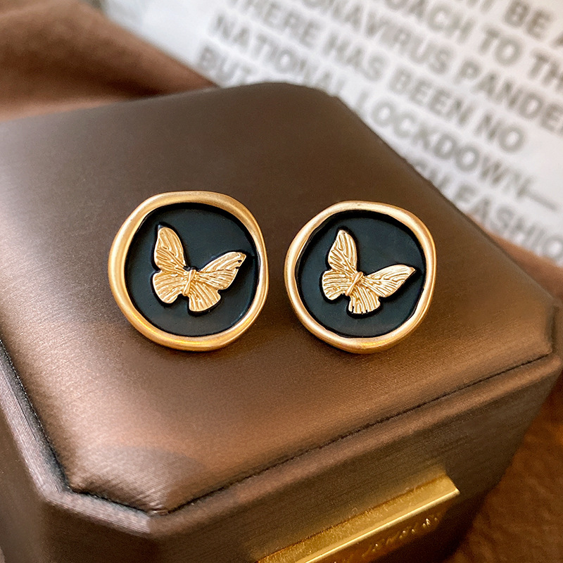 Ear Studs Classification 1 Pair Retro Heart Shape Flower Enamel Inlay Alloy Pearl Ear Studs