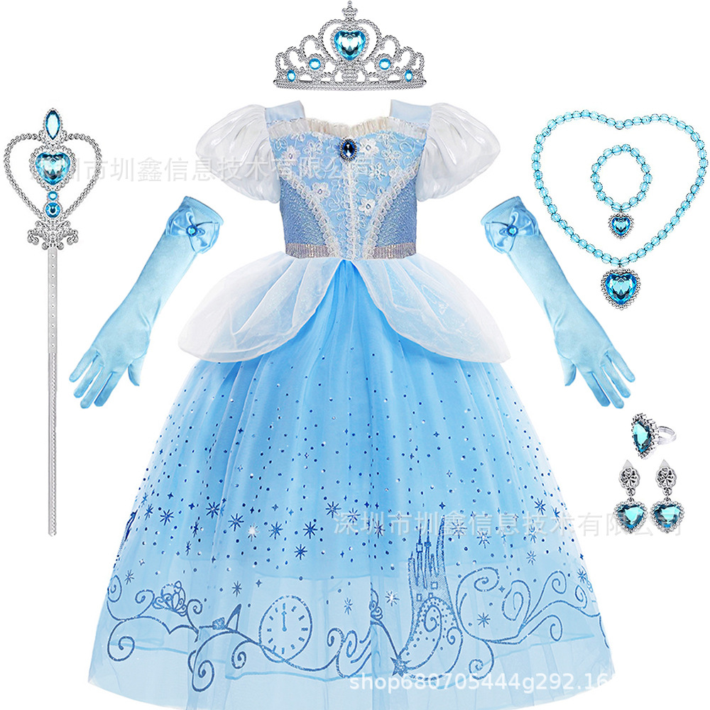 Las niñas Cenicienta princesa vestido congelado verano nuevo elegante niños princesa vestido Elsa vestido princesa vestido