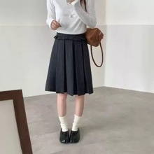 1028-4格雷系百褶中裙9230#