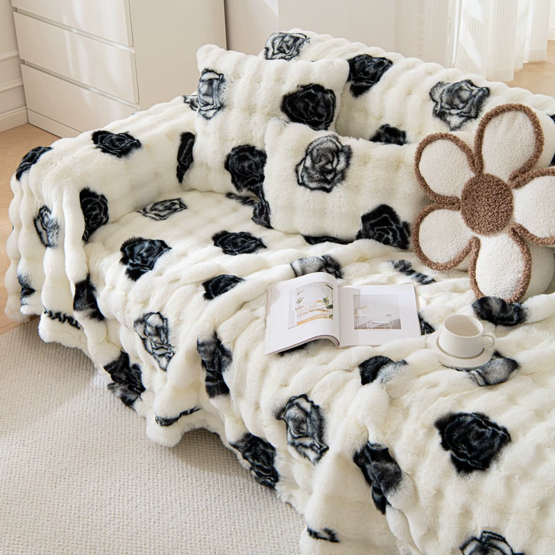 Зимняя подушка для дивана Чехол для дивана Полотенце Анти-кошачьи царапины Чехол для дивана Утолщенный плюшевый чехол для дивана Тканевый чехол для дивана Одеяло Полное покрытие