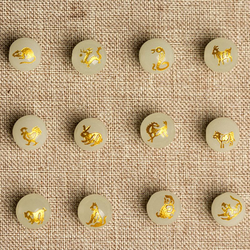 Luminous Round Beads Twelve Zodiac Signs Handmade DIY Weaving Materials Synthetic Luminous Stone Bracelet Necklace with Beads Spacer Beads