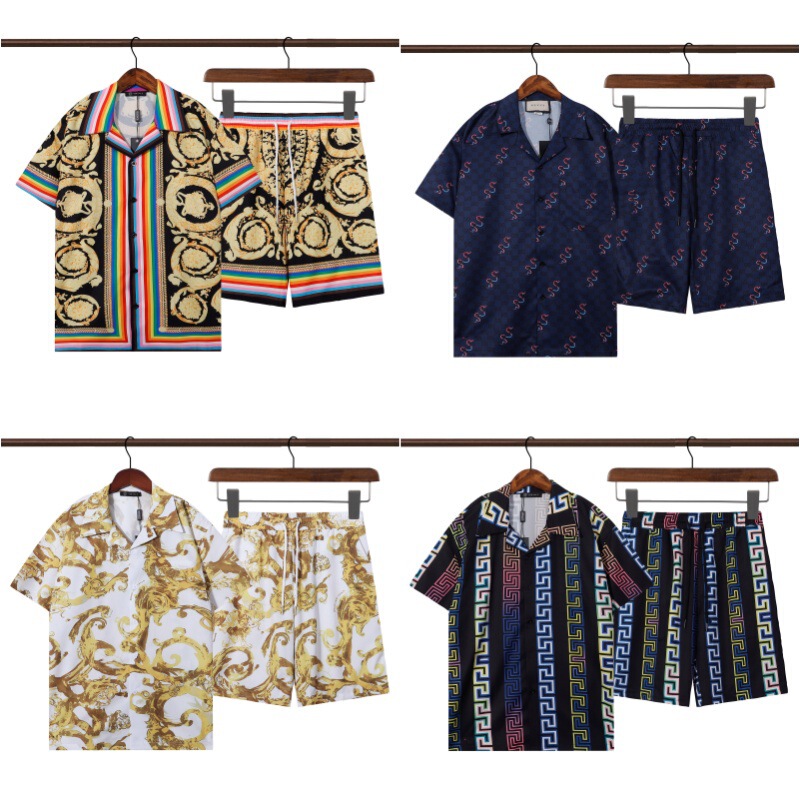 Cross-border 2025 Men's Shirt Summer Trendy Brand Fan Gujia Fan Family Full-length Letter Printed Short-sleeved T-shirt Two-piece Set Cross-border 2025 Men's Shirt Summer Trendy Brand Fan Gujia Fan Family Full-length Letter Printed Short-sleeved T-shirt Two-piece Set