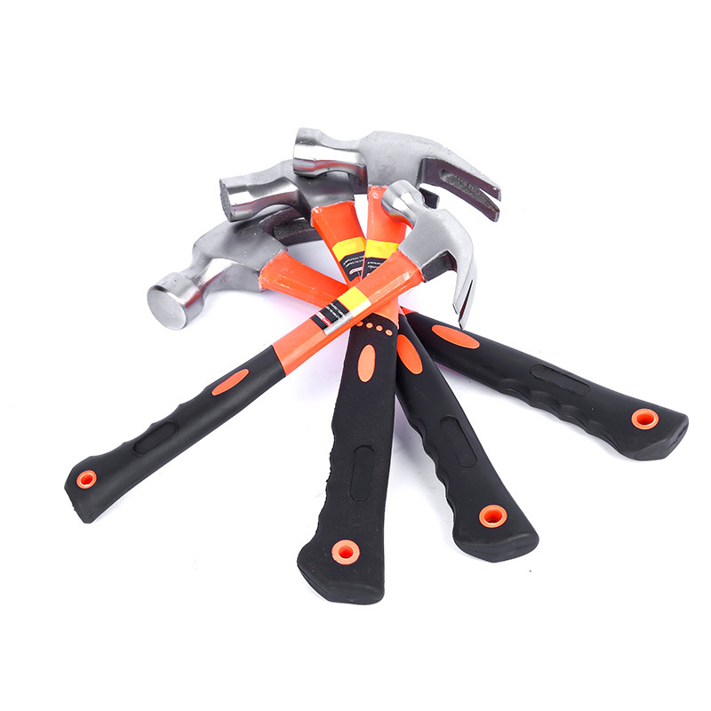 厂家供应批发碳钢羊角锤钉锤铁锤铁榔头小锤子起钉锤包塑柄羊角锤