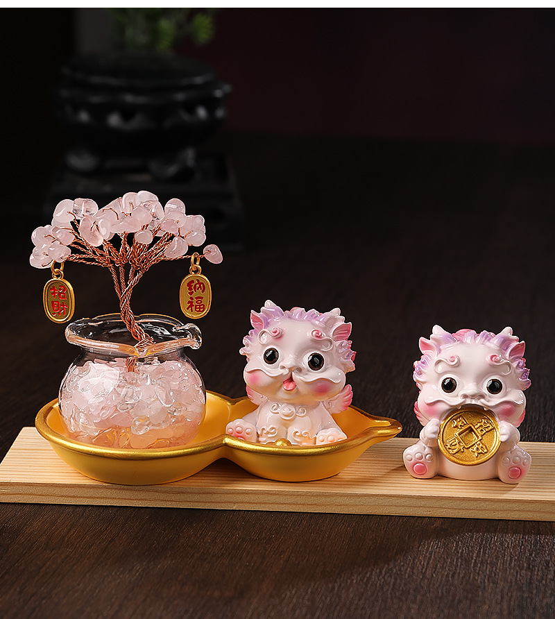 Pixiu Crystal Money Tree Set Car Ornament Creative Home Entryway Desktop Wealth-Attracting Decoration - Dropshipping Available