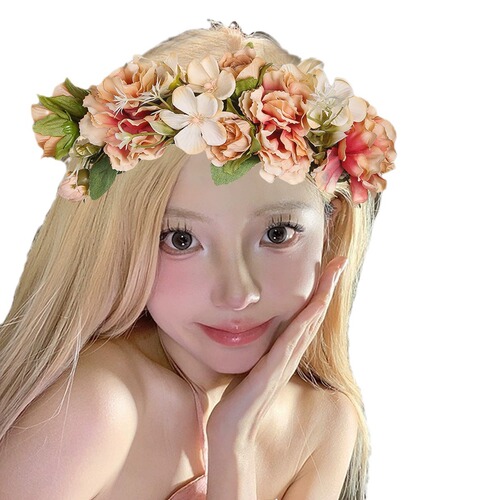 Spring and Summer New Forest Style Artificial Flower Headband for Princesses with Ethereal Charm, Perfect for Beach Vacation Photos as Accessory