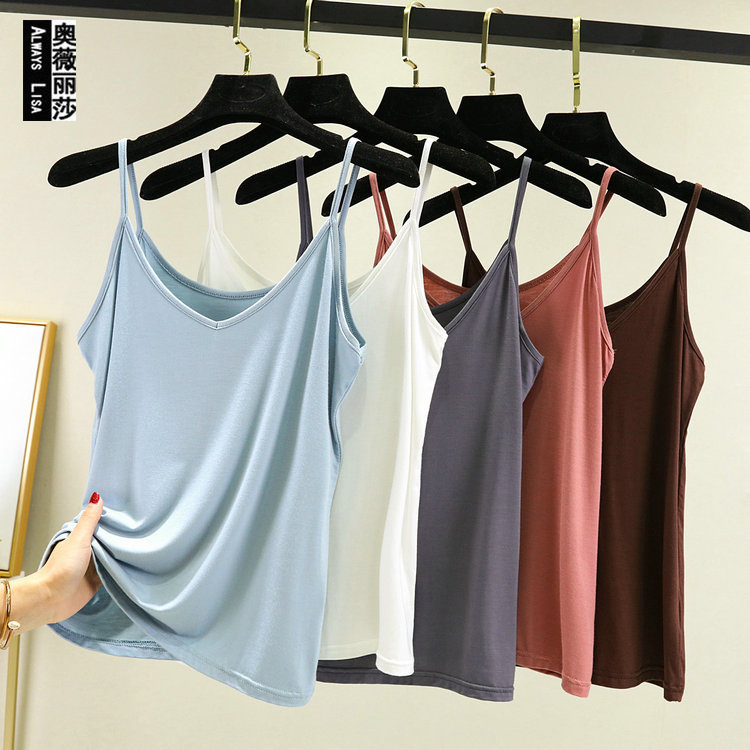 V-neck Model cotton halter top wholesale plus size inside loose bottoming vest 2021 spring and summer new women's clothing V-neck Model cotton halter top wholesale plus size inside loose bottoming vest 2021 spring and summer new women's clothing