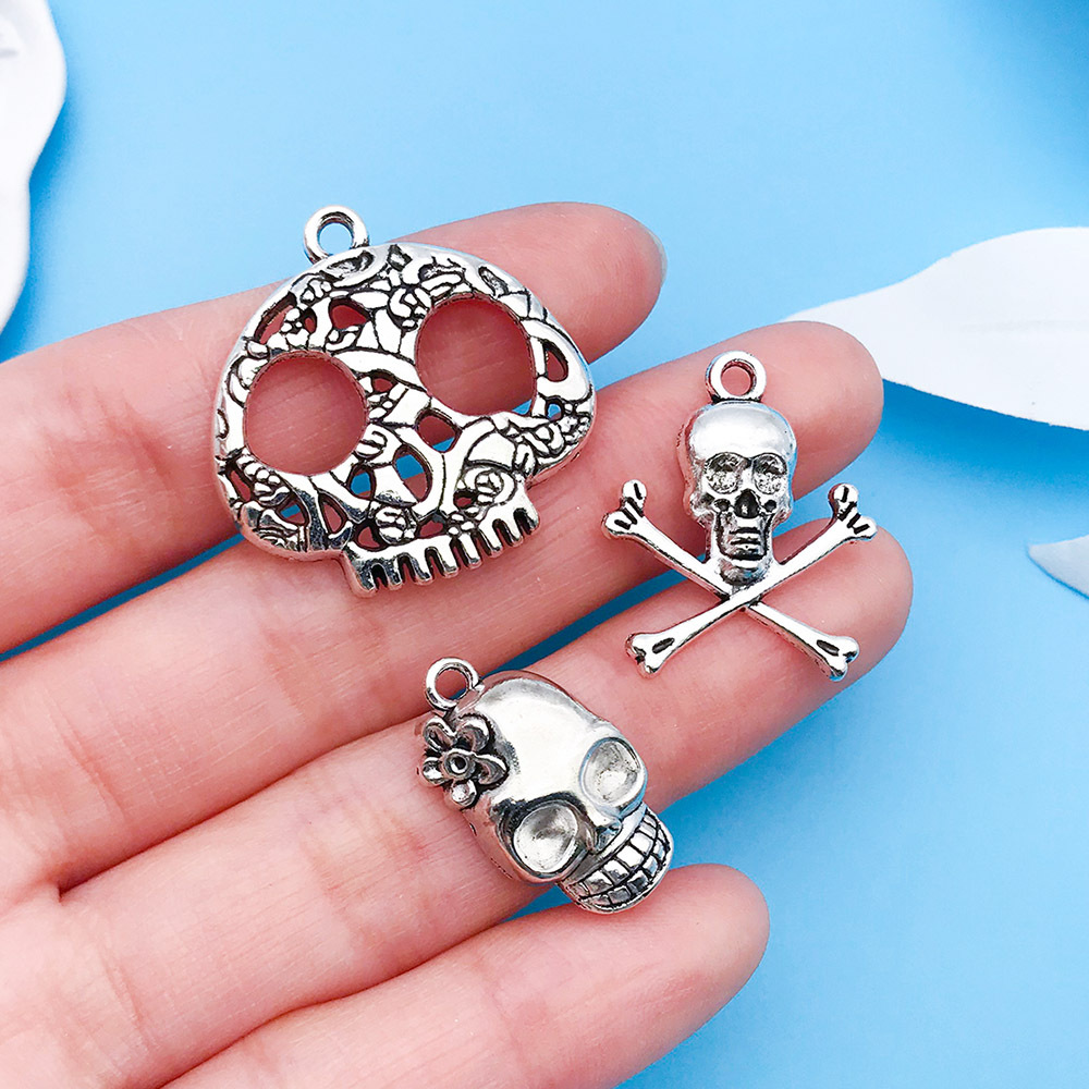 2g Weight Pendant Jewelry Making Type DIY Jewelry Accessories Classification 1 Piece Quantity Alloy Material Halloween Festival Skull Pattern Retro, Funny Style 1 Piece Alloy Skull Pendant DIY Jewelry Accessories 5