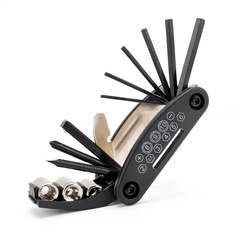 自行車維修組合工具自行車內六角螺絲刀套筒扳手16合1裝備配件