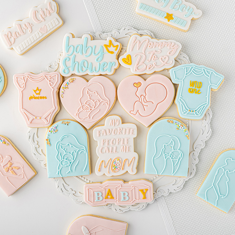 Baking Tools Mother Pregnant Mother Flip Sugar Biscuit Embossing Mold Boys and Girls Baby Clothes Frosting Love Cutting Mold Baking Tools Mother Pregnant Mother Flip Sugar Biscuit Embossing Mold Boys and Girls Baby Clothes Frosting Love Cutting Mold