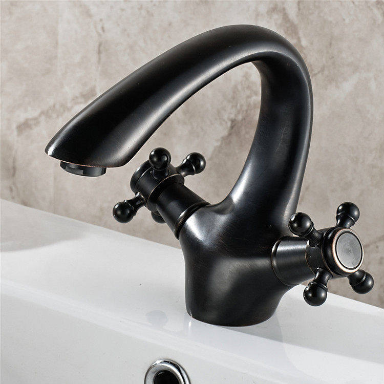 All-Copper Black Antique Hot and Cold Basin Faucet, Countertop Basin Faucet, Vintage Kitchen Hot and Cold Bathroom Faucet All-Copper Black Antique Hot and Cold Basin Faucet, Countertop Basin Faucet, Vintage Kitchen Hot and Cold Bathroom Faucet