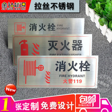拉絲不銹鋼標識消火栓滅火器指示牌消防水泵房風機房配電室
