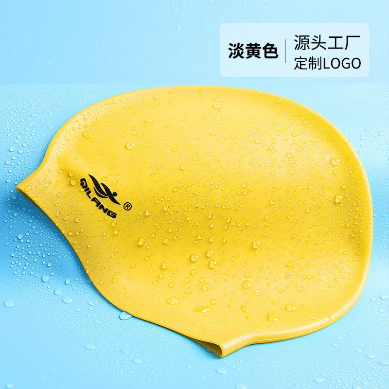Gorro de baño de silicona personalizado ligero Gorro de baño impermeable más texto LOGOTIPO Gorro de baño de color para hombres y mujeres para adultos al por mayor