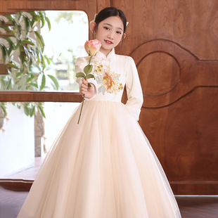 Flower Girl Wedding Girl Dress Girls' Birthday Princess Dress High-end Children's Host Piano Performance Dress Autumn and Winter