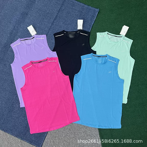 New summer vest made of ice silk, breathable, men's sports and fitness loose sleeveless t-shirt, thin, wide-shouldered, casual, quick-drying