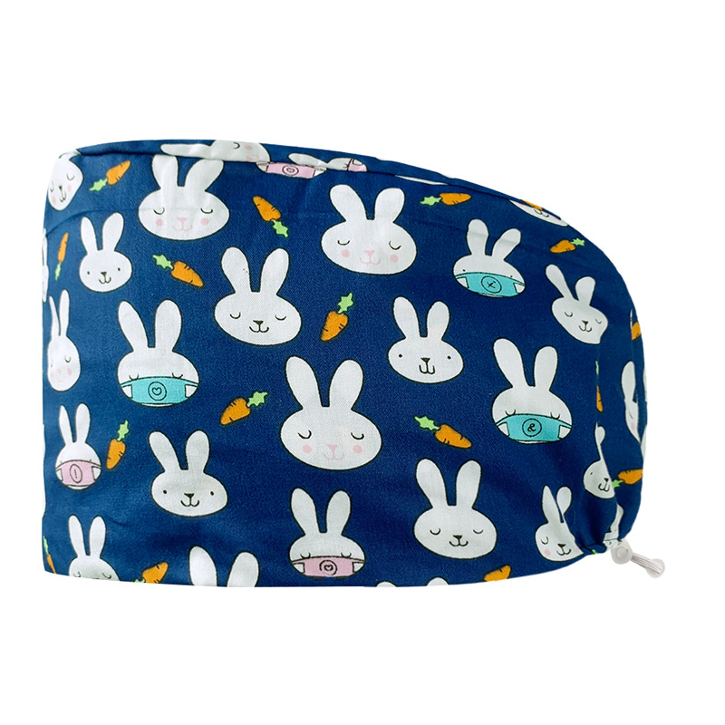 Gorro redondo de algodón puro para hombre y mujer, gorro bonito con estampado de UCI quirúrgico y hebilla, gorro de trabajo ajustable para médico y Hospital, gorro de enfermera