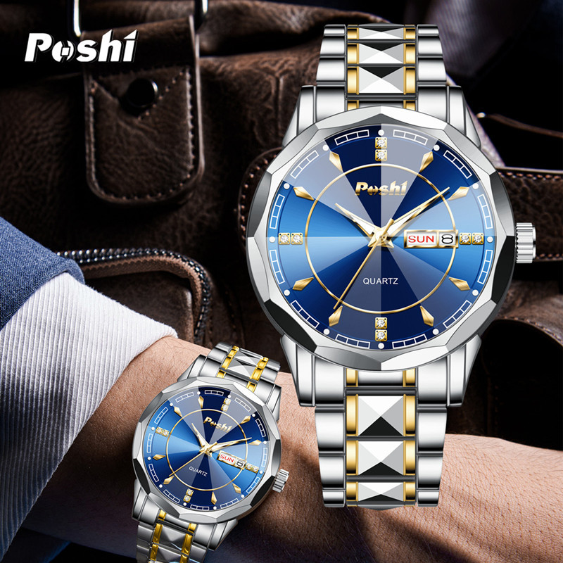 Marca suiza nuevo reloj para hombre, reloj de doble calendario impermeable, reloj de cuarzo de negocios para hombre, reloj para hombre de venta caliente Douyin