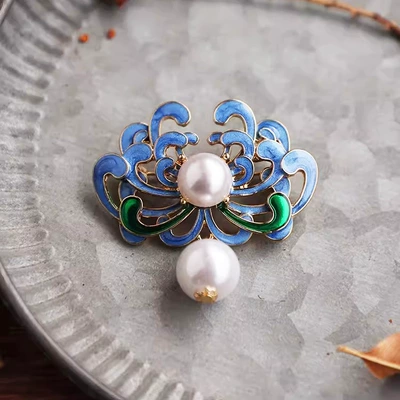 Chinese Style Cornflower Brooch High-end Female Temperament Enamel Zou Ju Corsage Pin Retro Hanfu Cheongsam Accessories (Yaxa sancaqları) - enamel-blue-cornflower