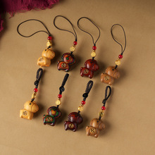 绿檀檀木马上有钱汽车钥匙扣十二生肖钥匙链挂饰手机挂件包包挂坠