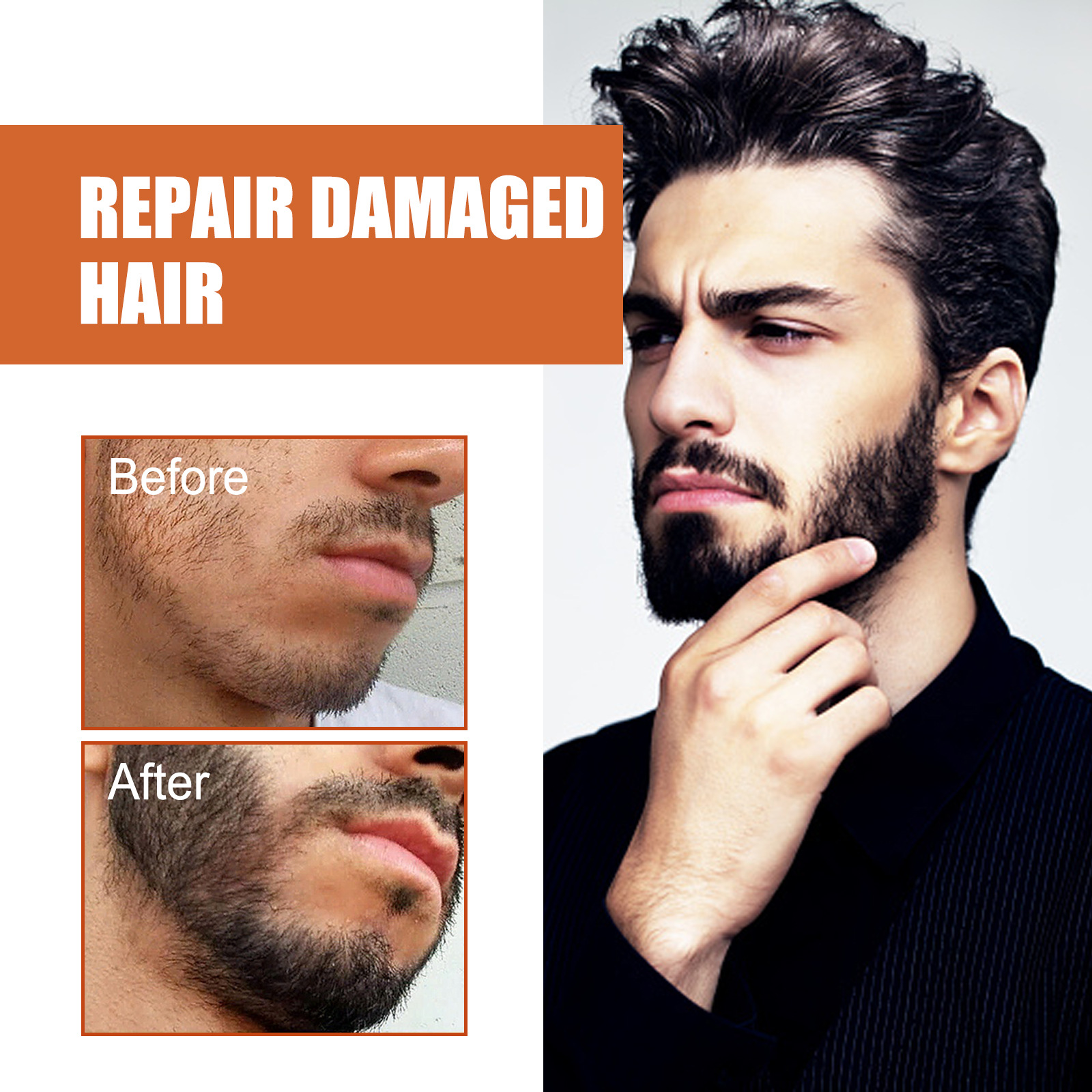 Výkonný olej na růst vousů pro rychlejší a hustší růst vlasů, výživné a hydratační složení pro muže_voghion.com