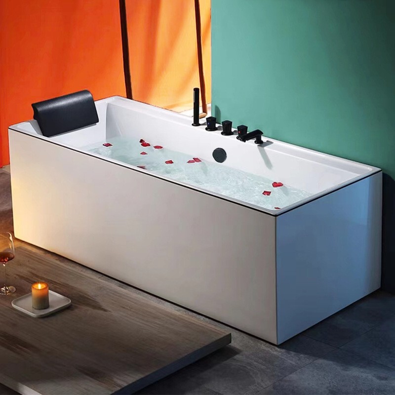 Surf Massage Bathtub Acrylic Small-Sized Bathtub for Home Use Seamless Freestanding Square Foshan Popular Model