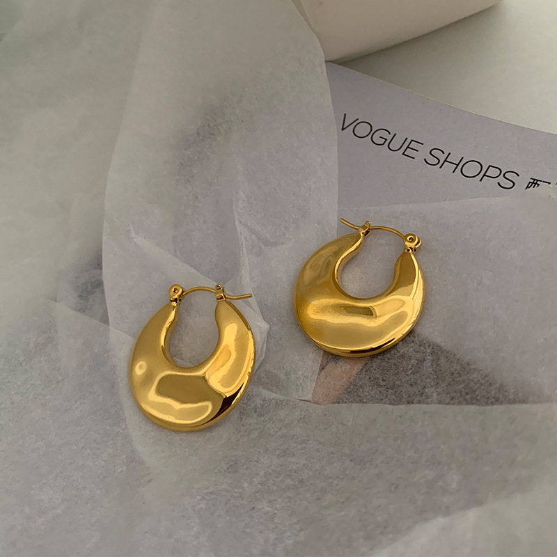 1 Pair Retro Waves Plating Pleated Brass Hoop Earrings display picture 2