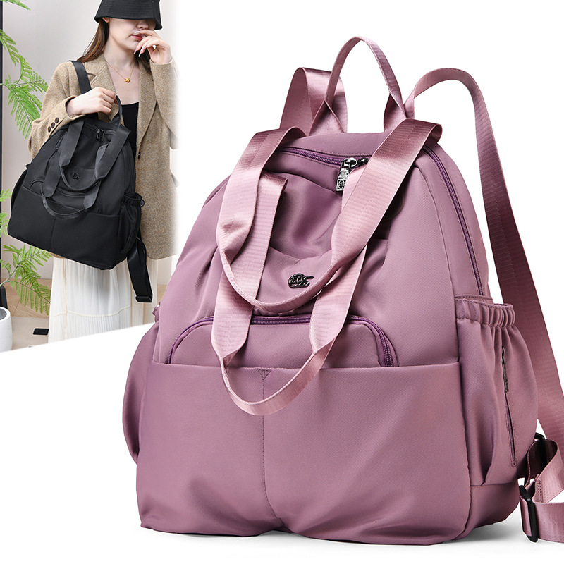 Fashionable casual large-capacity backpack 2026 spring new model simple versatile nylon bag women's lightweight backpack