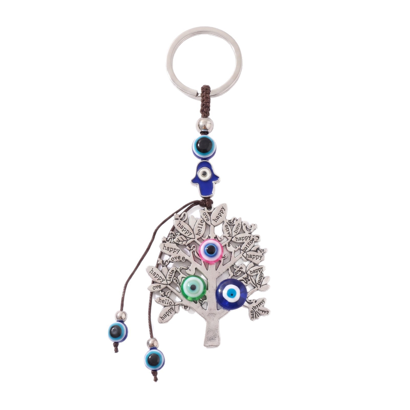 Transfronteriza venta caliente simple ojos azules turcos árbol de la vida llavero de aleación bolsa de automóvil colgante
