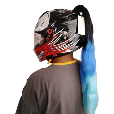 Decoration Ponytail DIY Detachable: Motosiklet dəbilqələri - black-dark-blue-light-blue-gradient-color