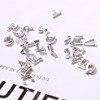 Metal Japanese accessory for manicure with letters, silver nail decoration, jewelry, new collection, internet celebrity