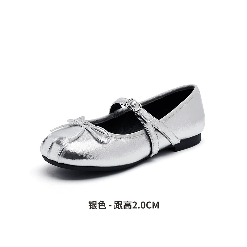 Женские балетки с неглубоким вырезом, весна-осень 2025, новый стиль с юбкой, французский бант, туфли Мэри Джейн