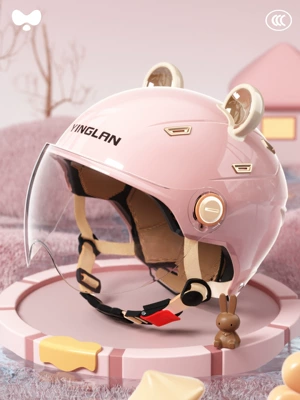 Scooter Helmet with Dual Mirrors, Motosiklet kaskı (dəbilqə) - 3c-single-lens-powder-hd-short-lens-class-a-new-national-standard-one-size-fits-all