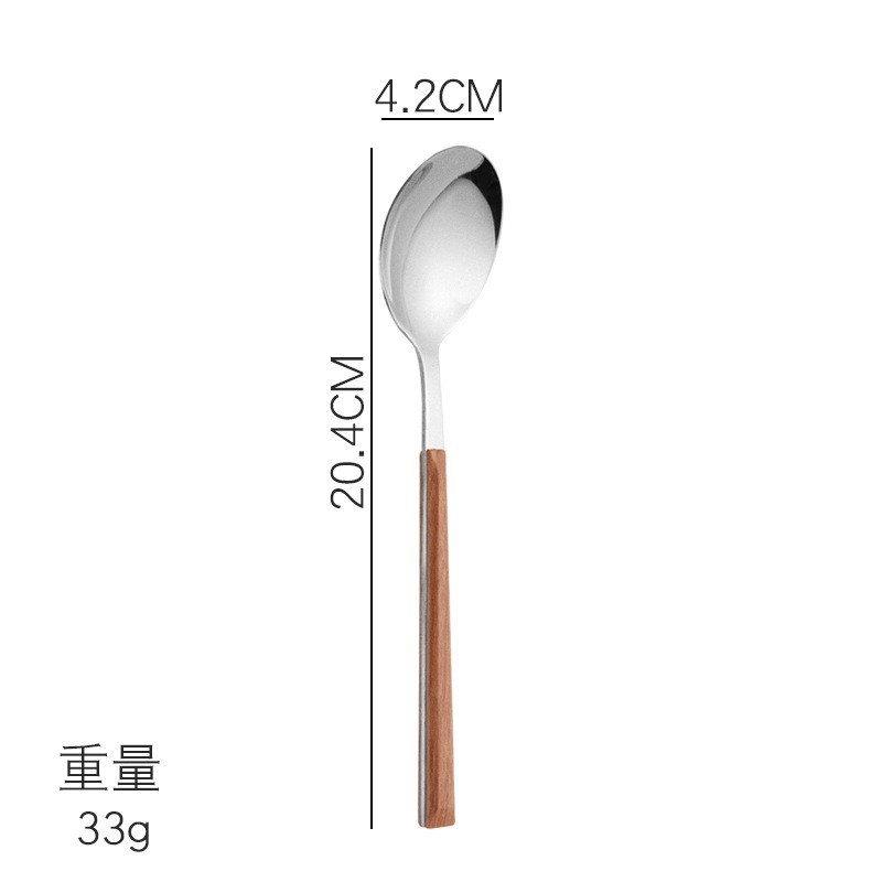 304 사각 손잡이 나뭇결 테이블 스푼