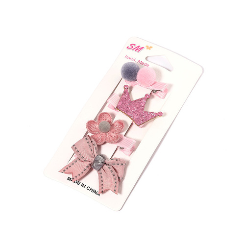 Direct wholesale Korean version cute and sweet mini hair clip set with bow flower small crown baby girl hair clip