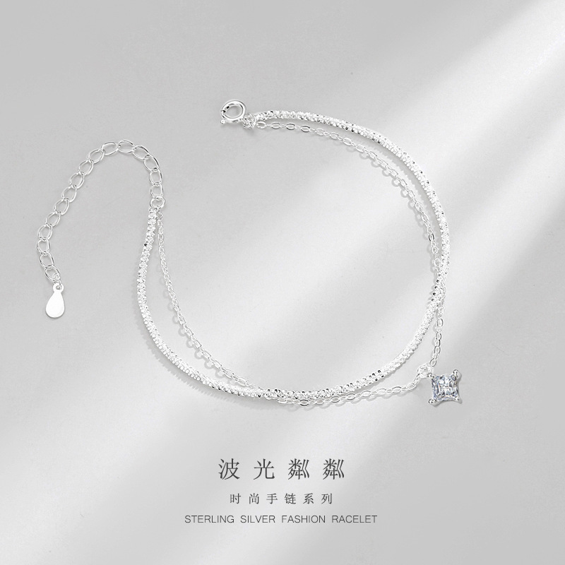 S925 sterling silver double-layer sparkling bracelet female niche design high-grade light luxury ins style all-match hand jewelry S925 sterling silver double-layer sparkling bracelet female niche design high-grade light luxury ins style all-match hand jewelry