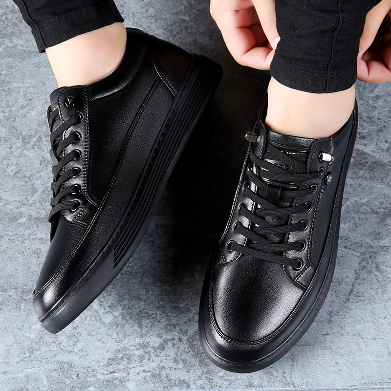 2023 Autumn/winter New Men's Shoes Made of Genuine Leather, Breathable and Versatile Korean Edition, Elevated Casual Leather Shoes, Men's Board Shoes_voghion.com