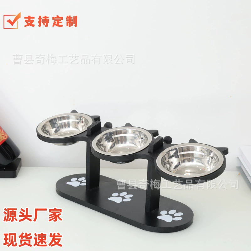 Готовая деревянная кормушка для домашних животных, регулируемая наклонная миска для корма для домашних животных, подставка для питья для кошек, вертикальная миска для корма для домашних животных.