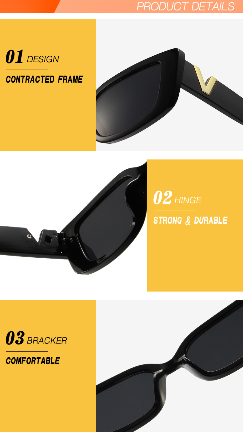 Nouvelles lunettes de soleil, lunettes de soleil hip-hop et rebondissantes, lunettes de soleil à petite monture carrée rétro à la mode pour femmes, lunettes à la mode européennes et américaines_voghion.com