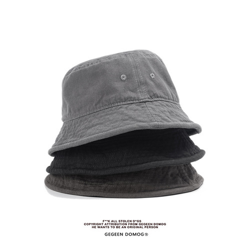 GEGEEN DOMOG Washable Solid Color Fisherman Hat for Men, Everyday Style, Hip-Hop Streetwear, Retro Bucket Hat