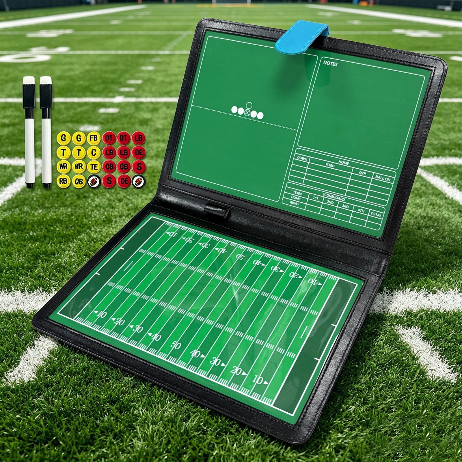 High-end leather foldable football tactical board, coach training command board, professional magnetic tactical board, writable and erasable